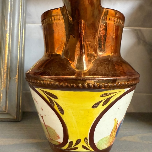 Antique Victorian English  Pottery Copper Luster Ware Jug/Pitcher 1840 - Picture 4 of 10
